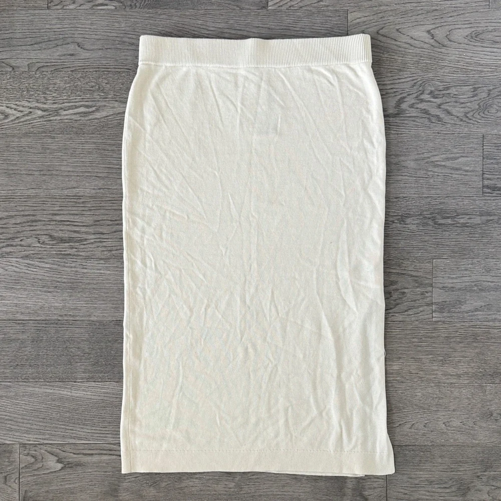 🌼RALPH LAUREN🌼 NWT Cream Knit Midi Skirt, Size XL - Picture 1 of 8